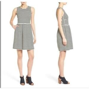 Madewell “Afternoon” Black and White Stripe Sleeveless Dress – Size Small